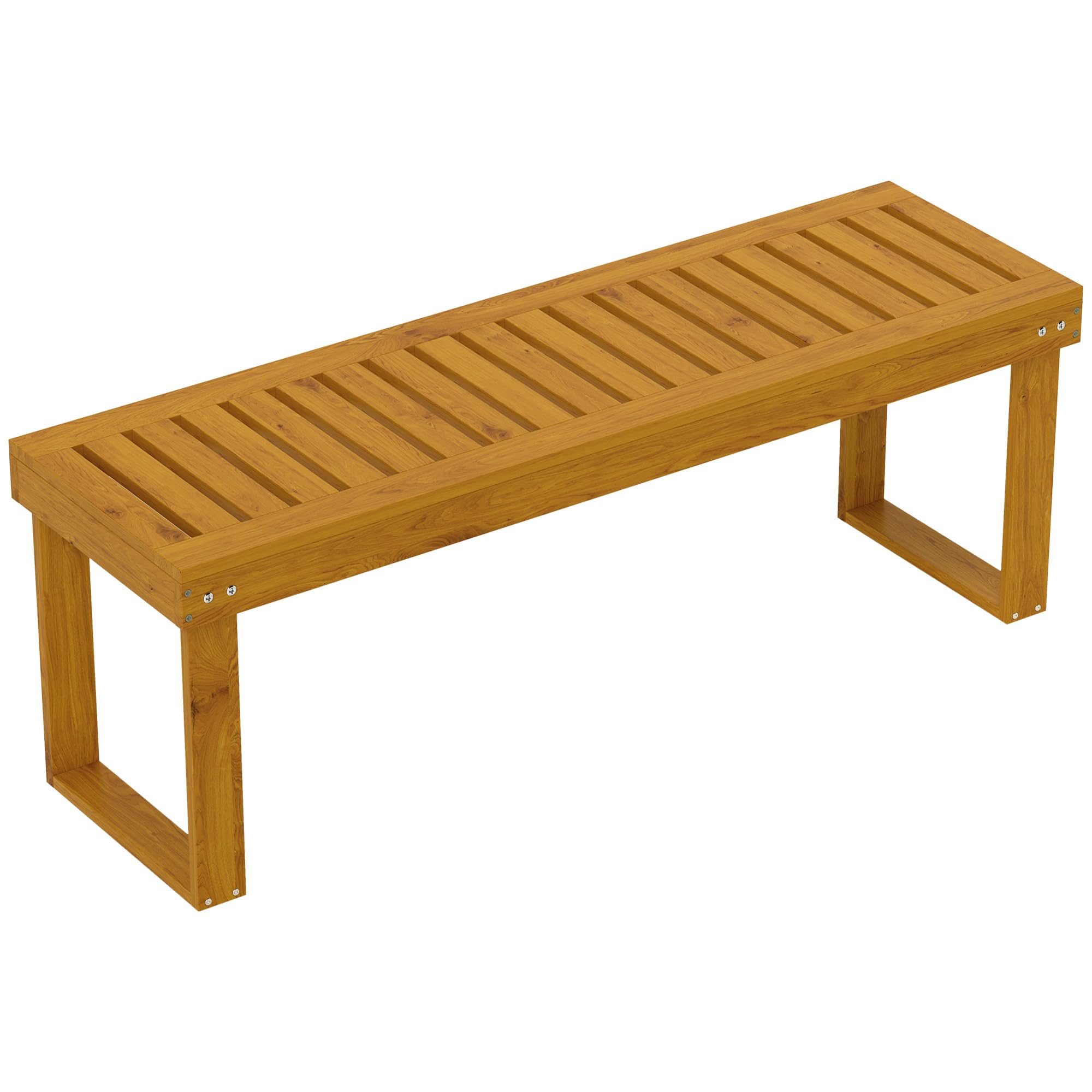 Outsunny Panca da giardino a 2 posti Panca in legno a doghe 300 kg Panca da giardino Terrazza 120x34x43 cm Teak