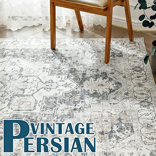 Collact Runner Rug 2X6 Area Rug Persian Rug Vintage Rug Indoor Floor Cover Grey Multi Print Distressed Carpet Gray Thin Rug Chenille Mat Foldable Accent Rug Kitchen Living Room Bedroom Dining Room #TOP5