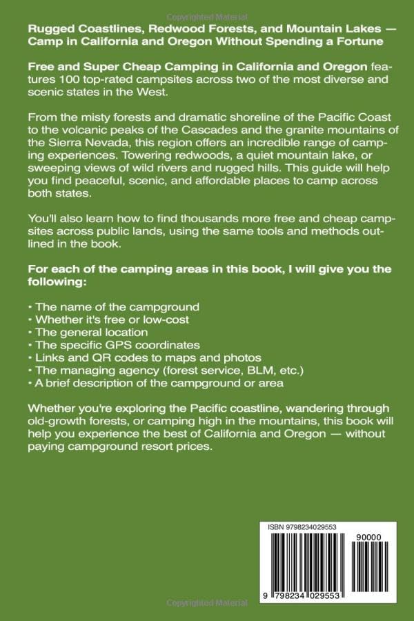 Free and Super Cheap Camping in California and Oregon: Two Hundred Five Star Campsites for National Forest Camping, Bureau of Land Management, Federal, State, County, RV Camping, Tent Camping, Boondoc image 3