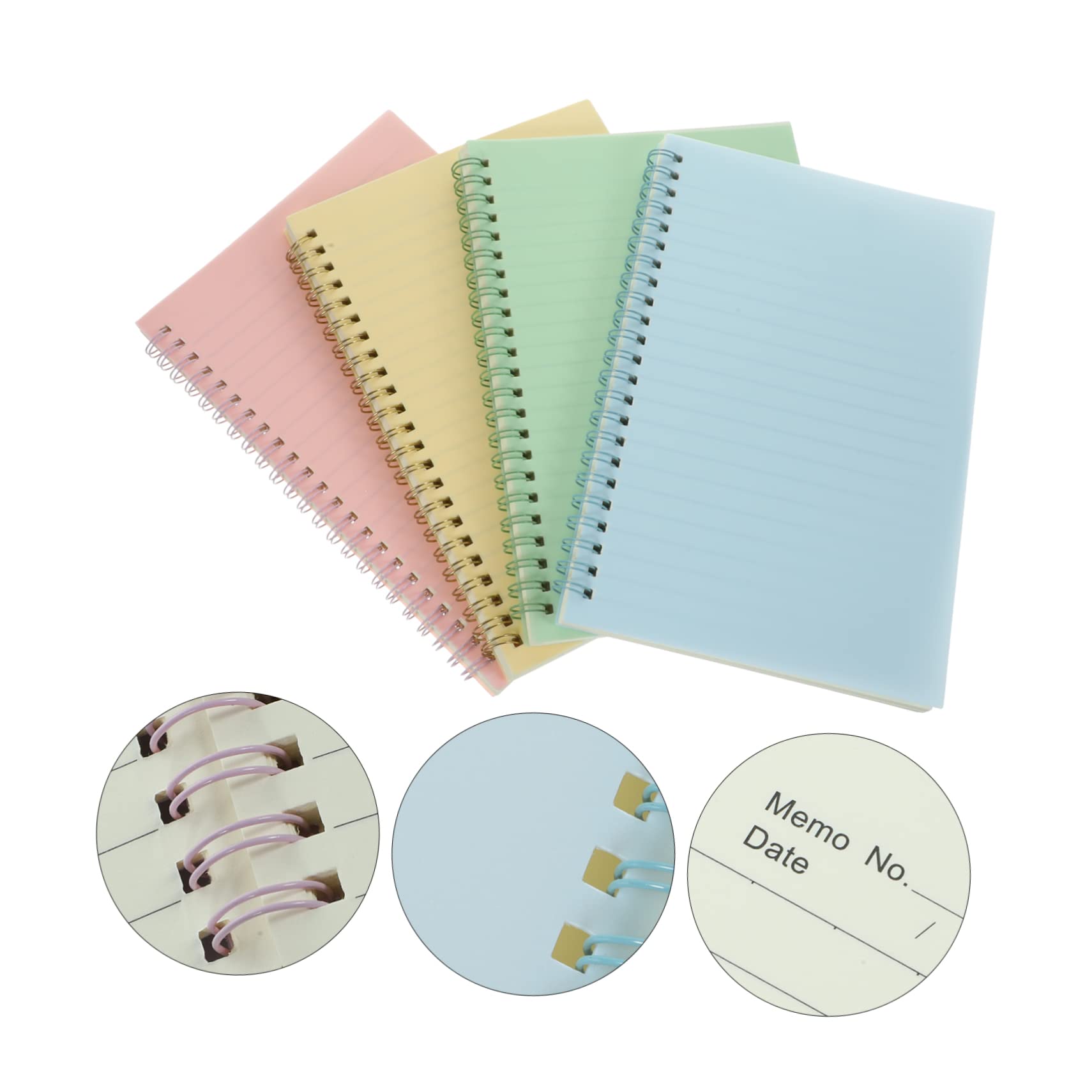 Operitacx 4 Stück-pack Vintage Spiralblock Notizbuch im Klassischen Minimalistischen Design aus Papier und Pp für Schulanfang Party und Persönliches Notieren