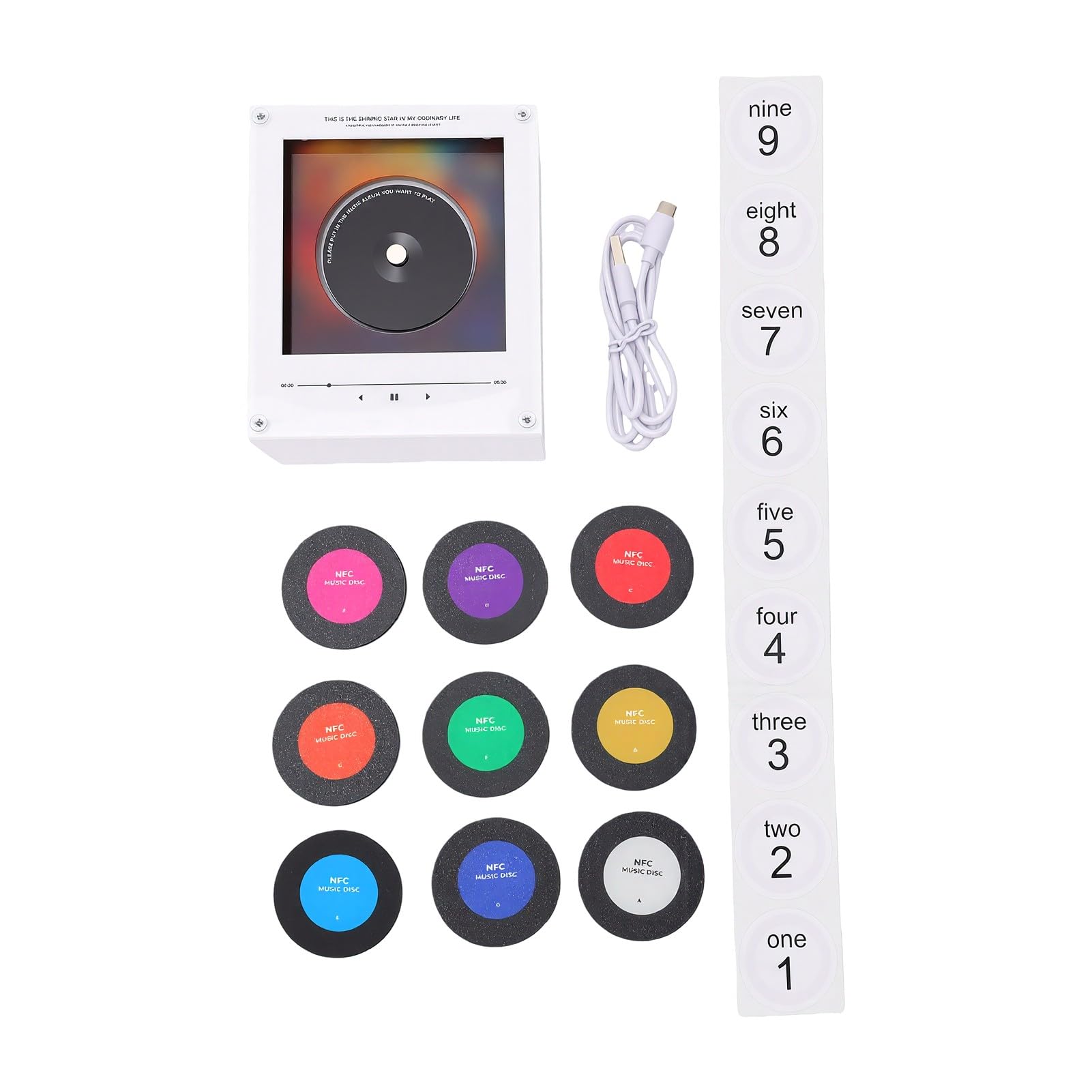Lecteur Magnétique de Musique pour Frigo avec NFC, Tourne-Disque 256GB, Lumière Nocturne pour Décoration de Réfrigérateur