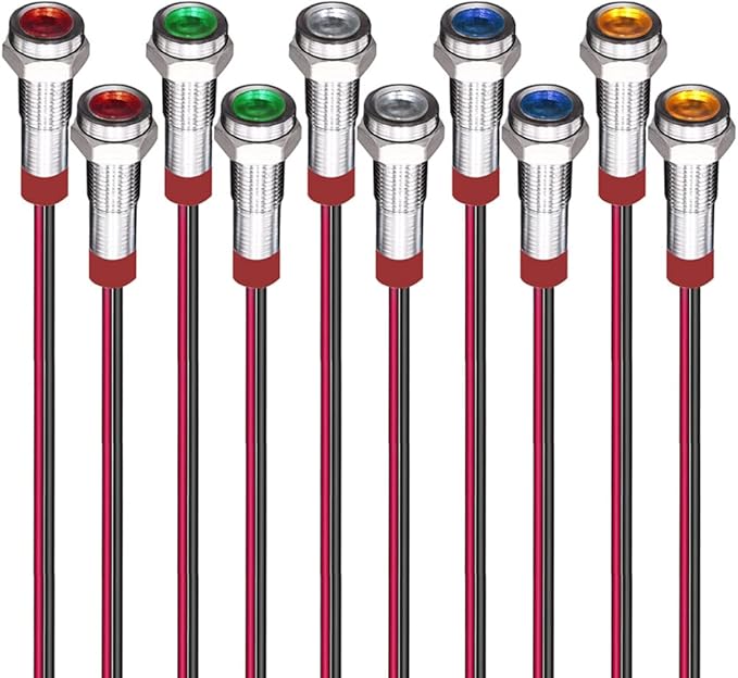 5 Spie LED 10mm - 3-9V DC, Colorate Con Filo, Per Pannelli E Indicator - Foto 2