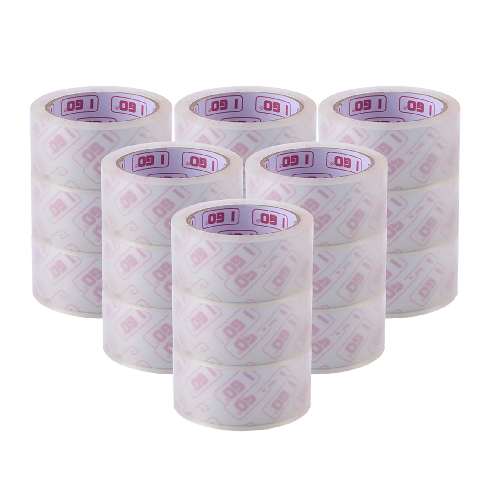 I GO Cinta de embalaje transparente, recambios de cinta de embalaje para envío, caja de mudanza, sellado de almacenamiento de correo, 1.9 pulgadas de ancho x 54.68 yardas de largo, núcleo de 2.95