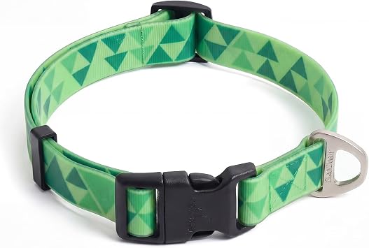 Waterproof & Odor-Free Dog Collar, Heavy-Duty D-Ring & Adjustable Fit, Pet Collar for Small, Medium and Large Dogs L, Green