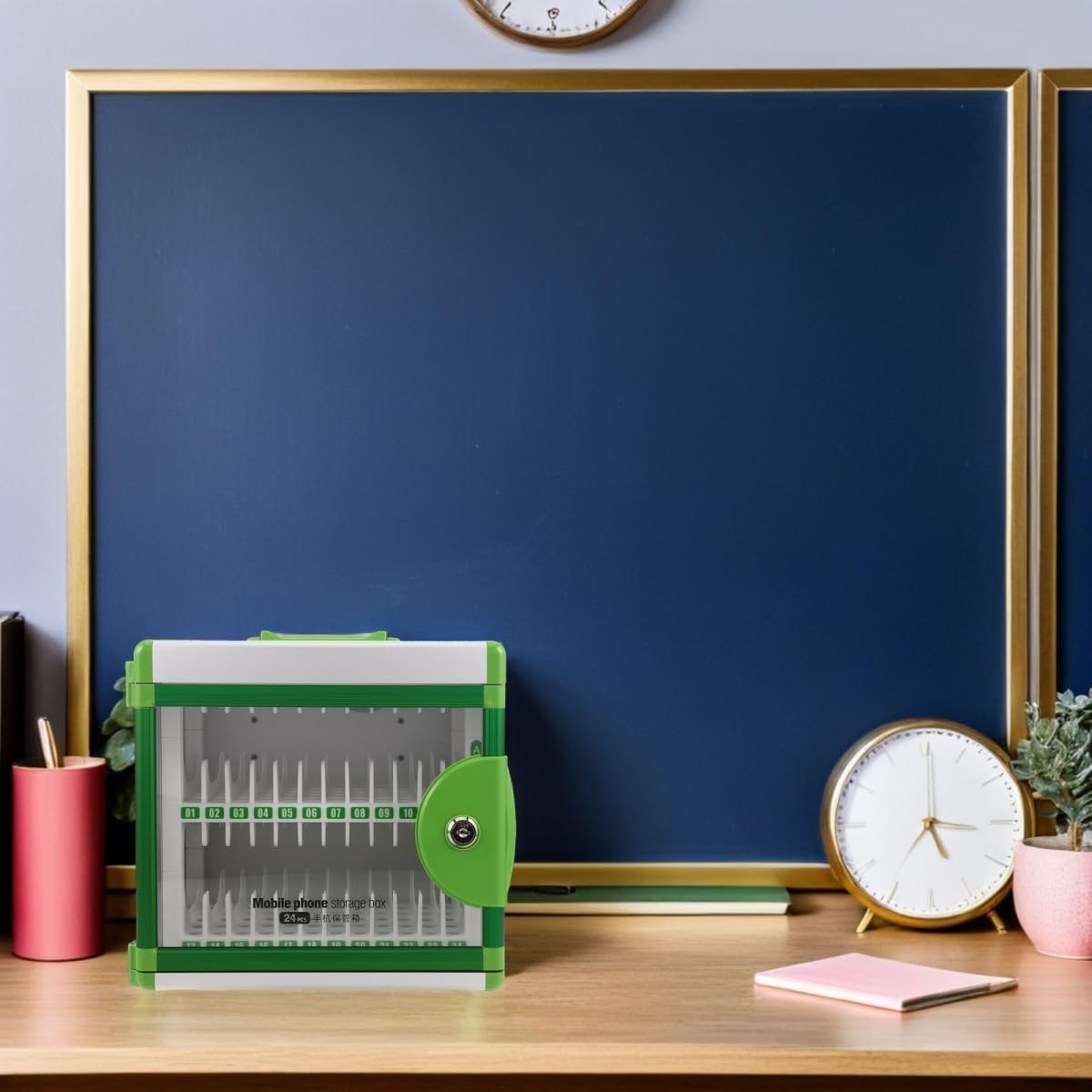 TOYANDONA Armadio Portacellulare Portatile in Lega di Alluminio con 24 Scomparti e Serratura, Design Contemporaneo per Aule Scolastiche e Uso Esami