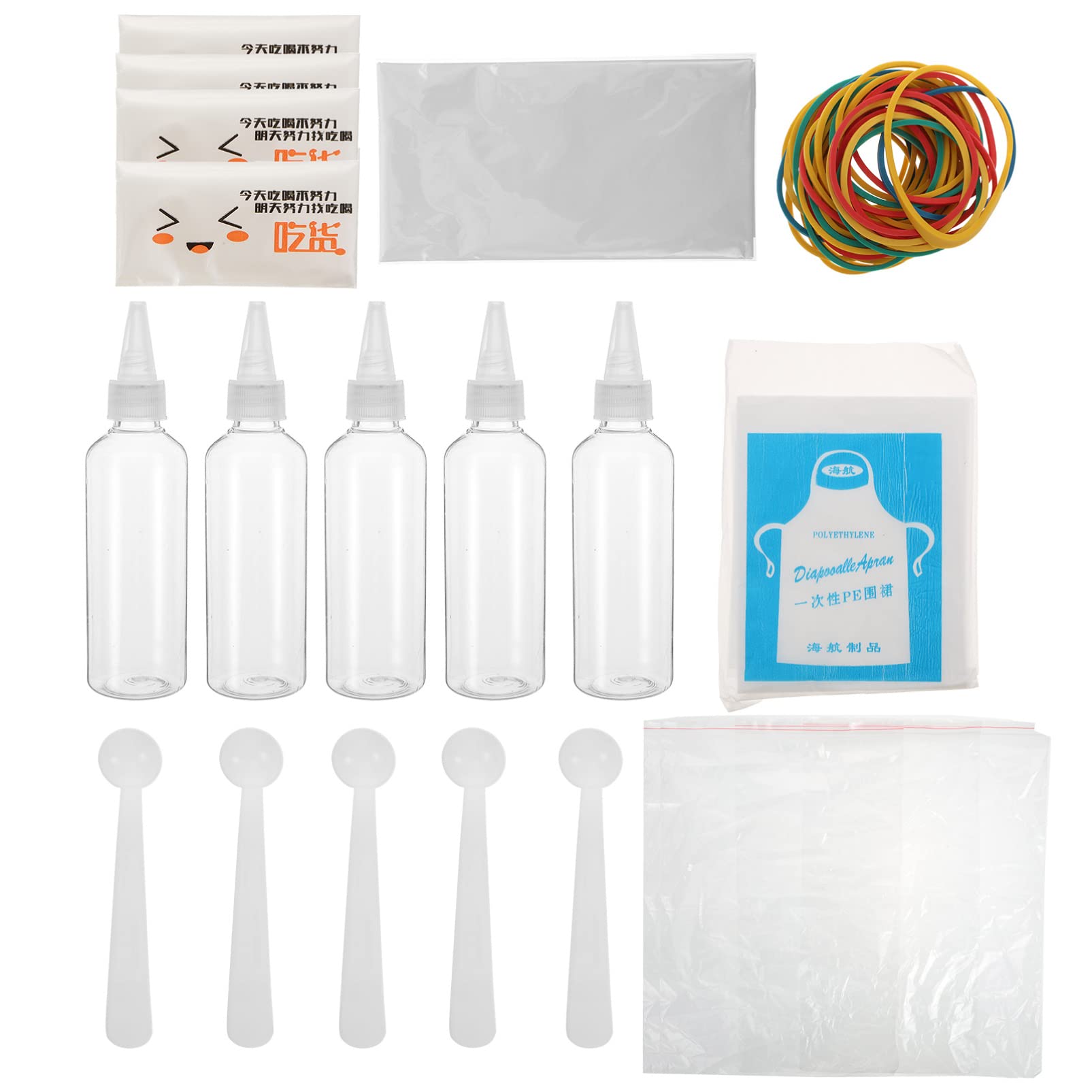 Wakauto 1 Set tie dye kit Clear Aprons House Kits Ornament Kits Fabric Decorating Kits Plastic tie dye for Shirts House Accessories tie dye Gloves tie dye Pigment Spoon Tool tie-dye Rubber