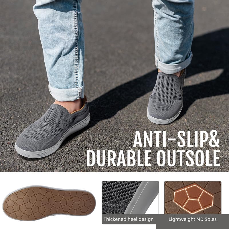 Puxowe Men's Casual Slip On Walking Shoes Mesh Loafer Fashion Sneakers Size 9 US Deep Gray3