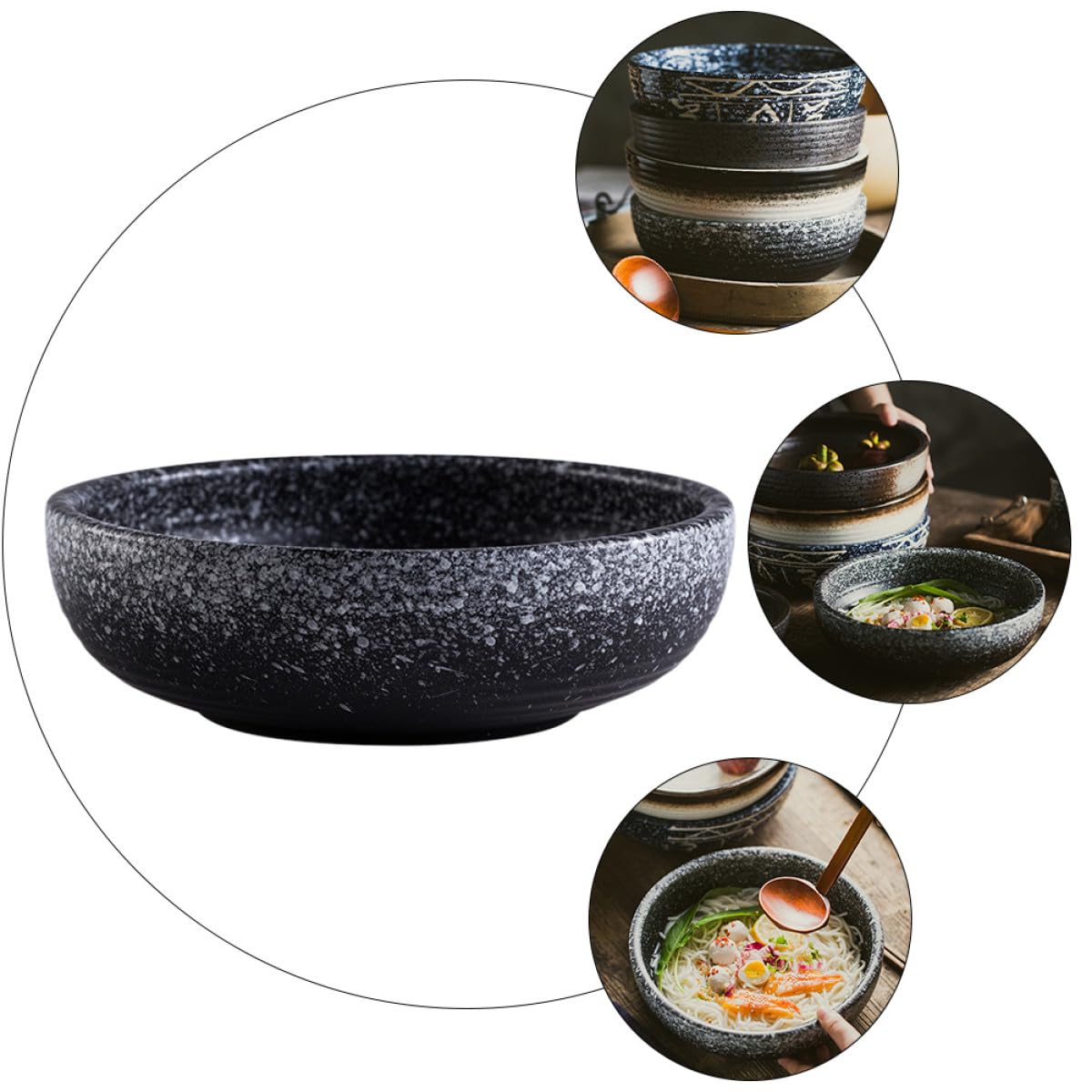 Japanische Keramik Schüssel 75 Zoll Salat Obst und Nudelschale für Haushaltssuppen Vielseitige Dickwandige Geschirrschale für Küche und Esszimmer