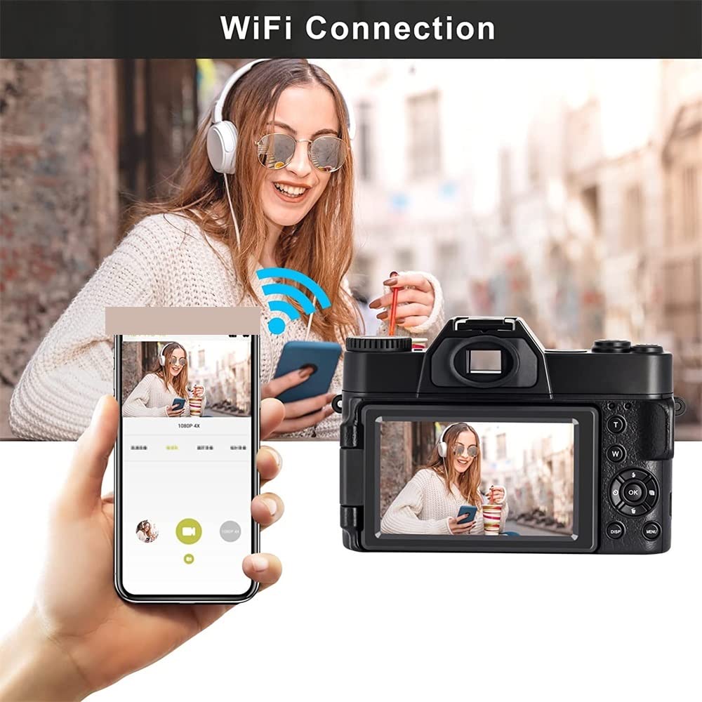 Fotocamera digitale da 48 MP for fotografia 3quot;Flip Screen Selfile Camcorder 4K Stream Macro Lens Streaming Videocamera Regalo per principianti(32G TF Card,With Lens-03)