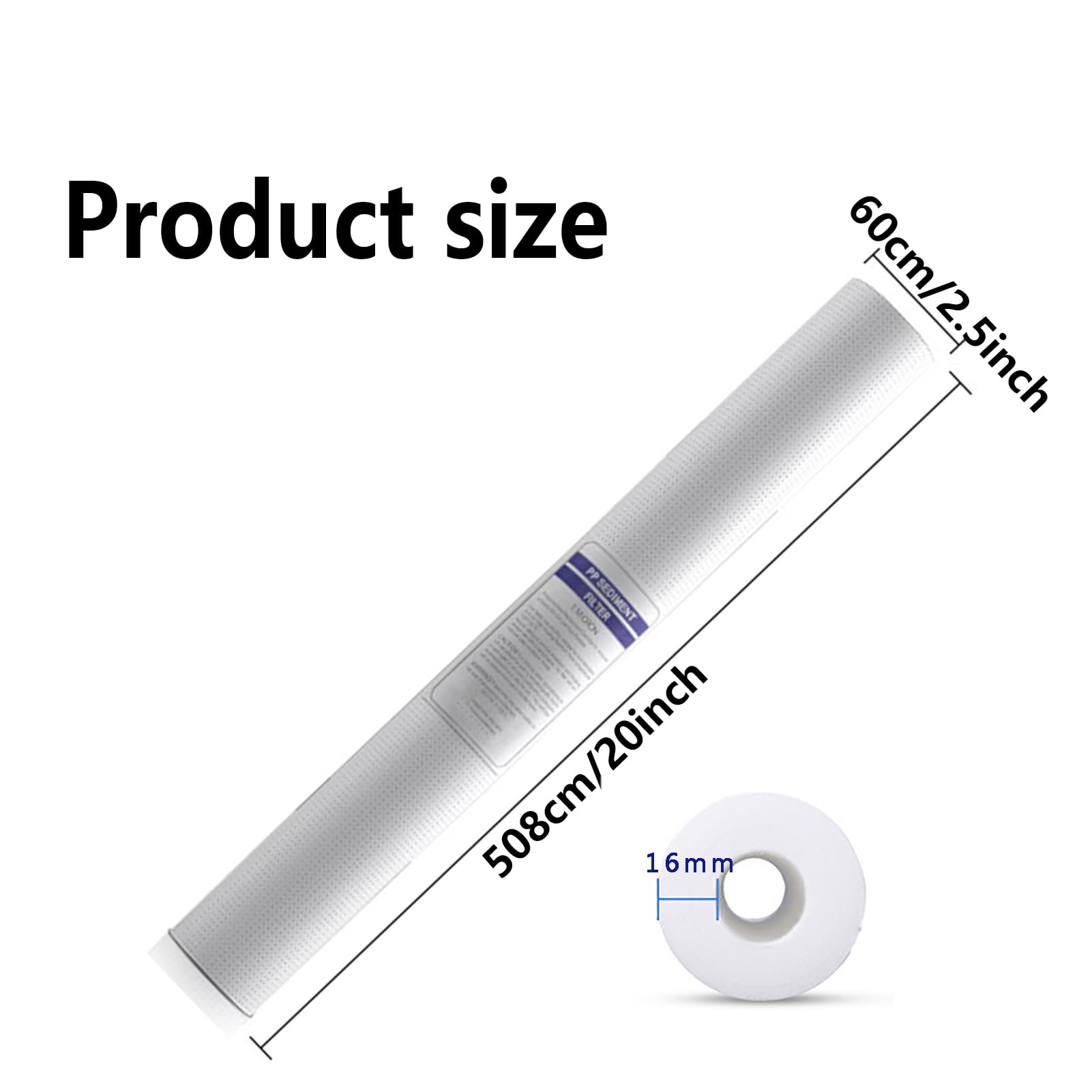 Cartuccia filtro acqua sedimenti, 10"x 2.5",1/5 micron,10 pezzi, Cartuccia ricambio da 20'', Adatto per la purificazione dell'acqua domestica/commerciale (5 micron)