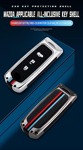Miniatura 2 de ontto Funda para llave de coche con llavero para Mazda 2 3 5 6 8 CX3 CX5 CX7 CX9, plateado