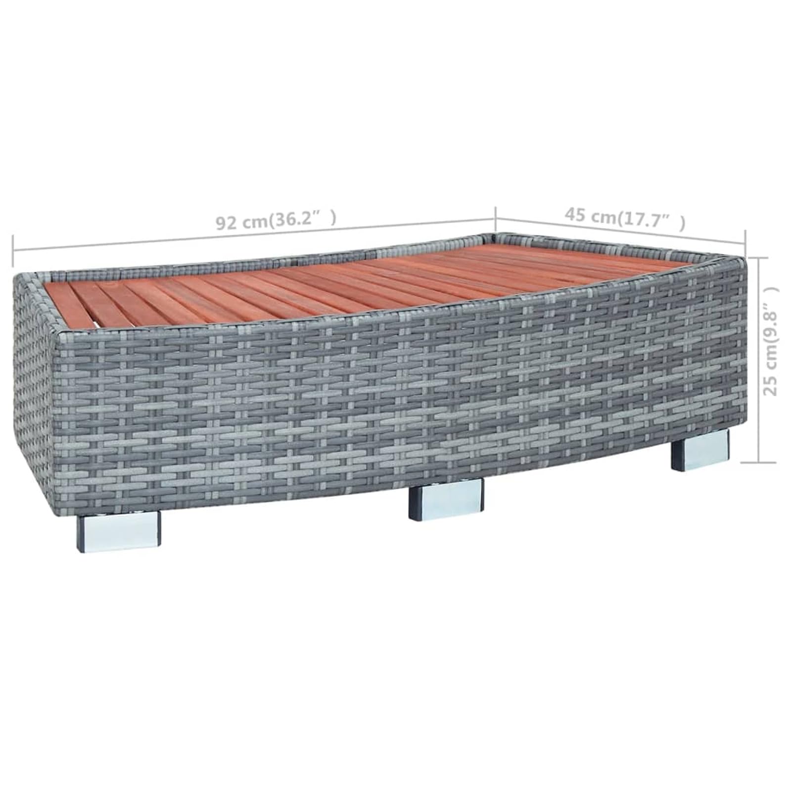 Escalón de spa gris de poliratán 92 x 45 x 25 cm, escalones para bañera de hidromasaje y spa al aire libre, uso universal, antideslizante, accesorios para bañera de hidromasaje, escalones