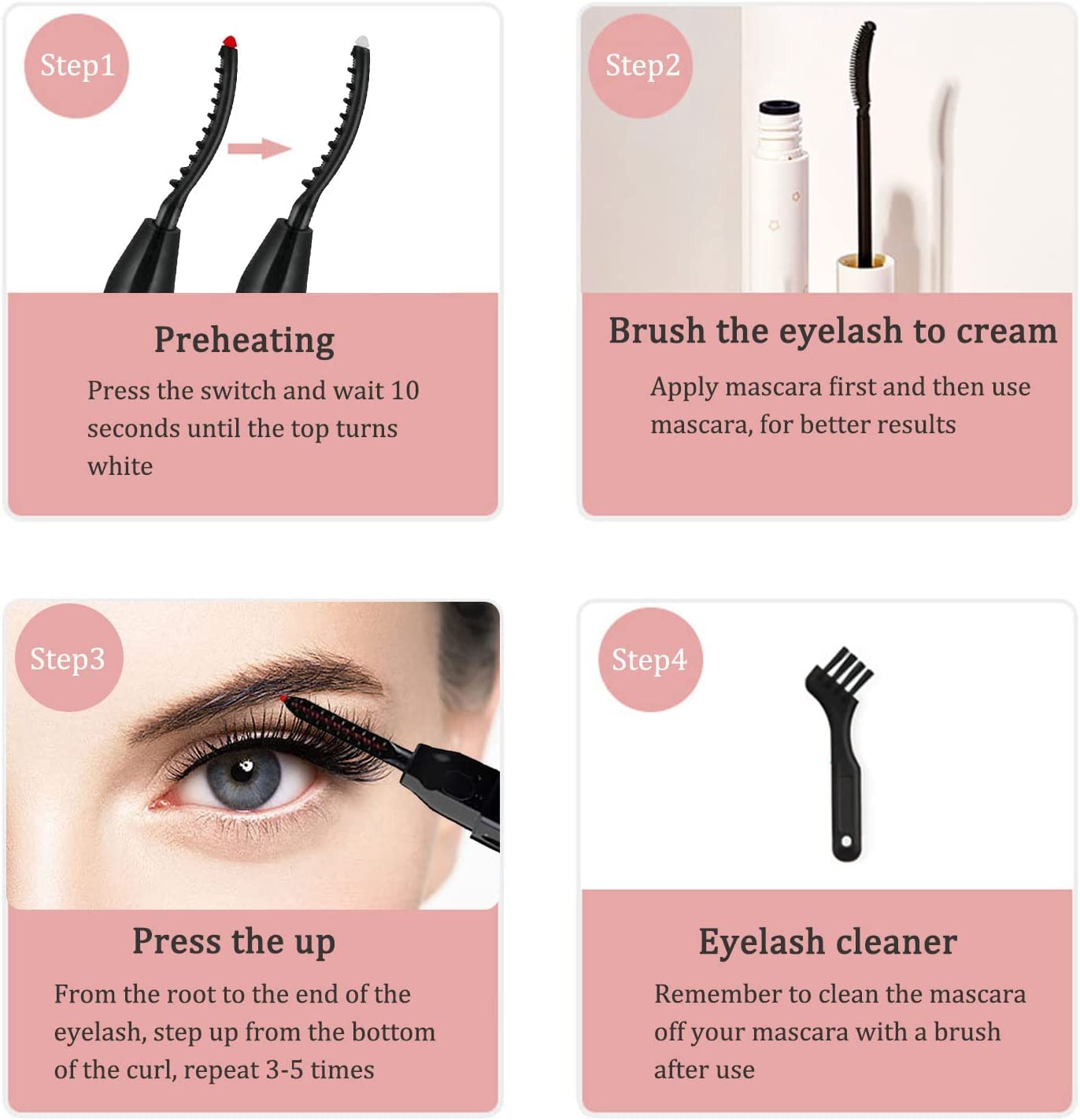 TECNOVIQ Heated Eyelash Curler, Rechargeable Lash Styler with 2 Heat Settings, Quick 24H Long-Lasting Curl, Portable Makeup Tool 1