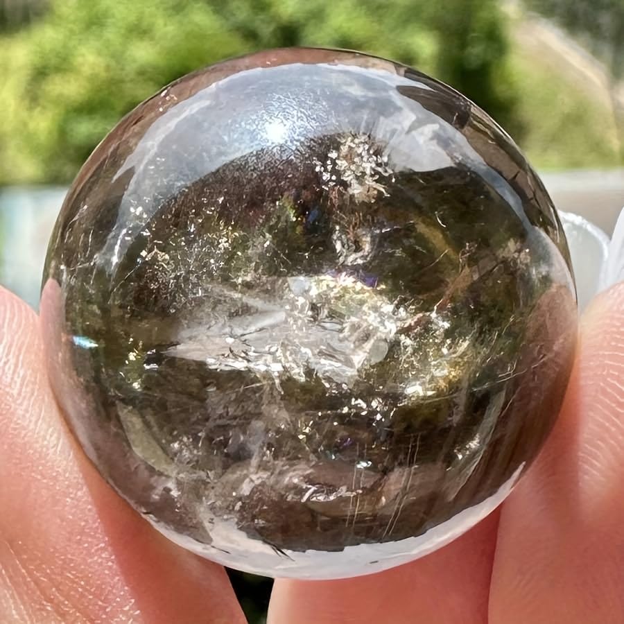 1 sfera di di quarzo fumé da 5-5,5 cm, sfera di quarzo fumé marrone trasparente, piccola sfera di quarzo fumé