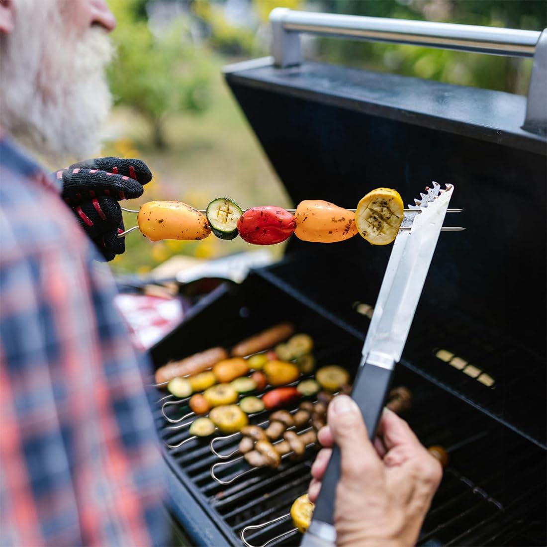 Brochettes Barbecue 28cm Acier Inoxydable Double Dents 12 Pièces
