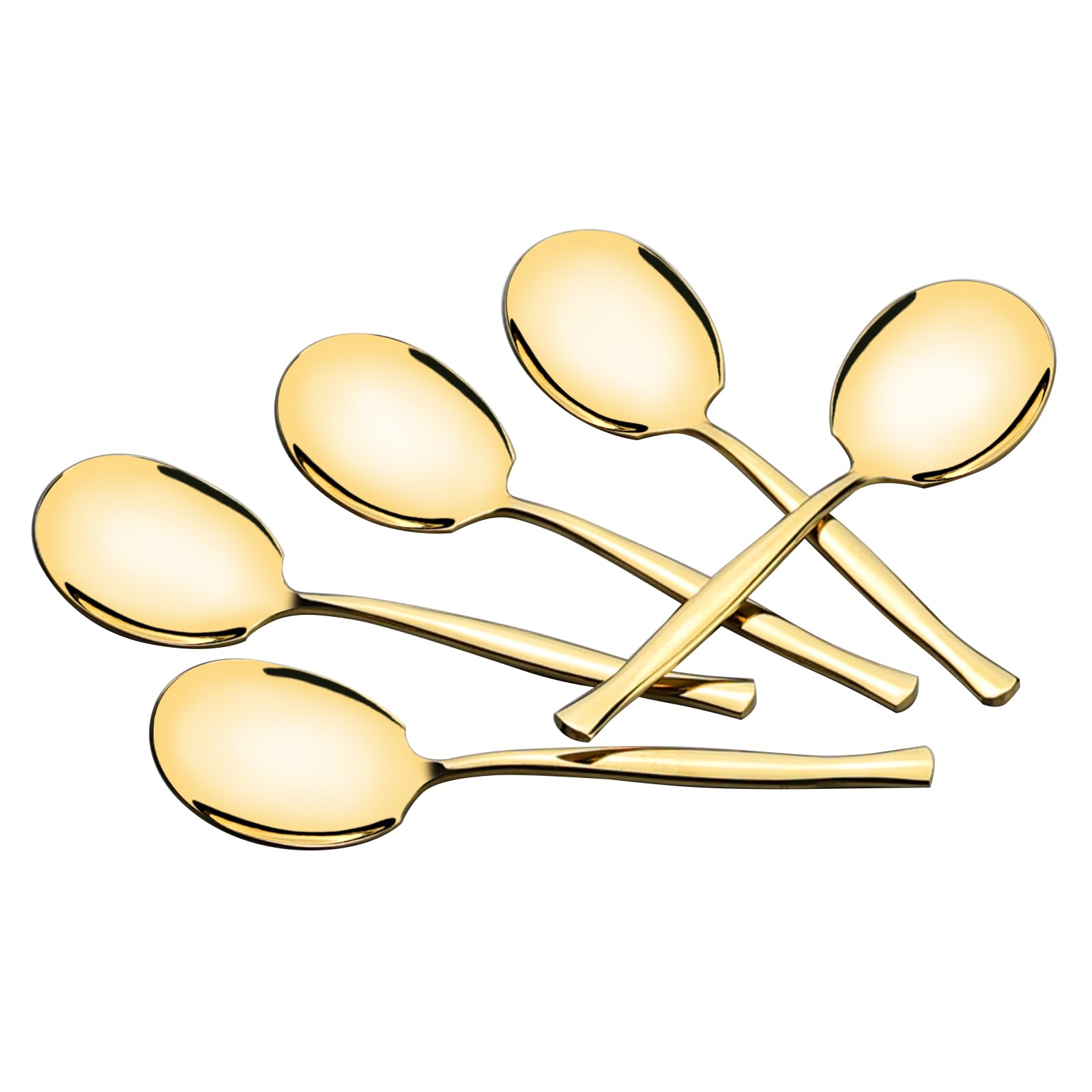 8 cucharas de servir de acero inoxidable dorado, cucharas grandes para servir buffet