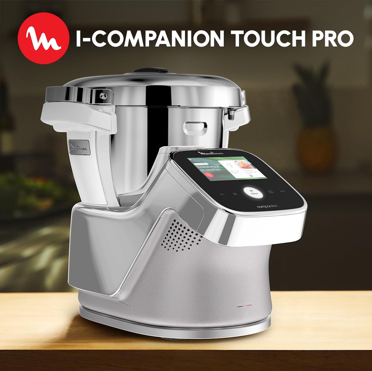 Moulinex i-Companion Touch Pro, Robot Da Cucina Multifunzione con Bilancia Integrata, 19 Modalità di Preparazione e Cottura, Capacità Utile 3L, Connettività WiFi/Bluetooth e Schermo Touch, HF93CC