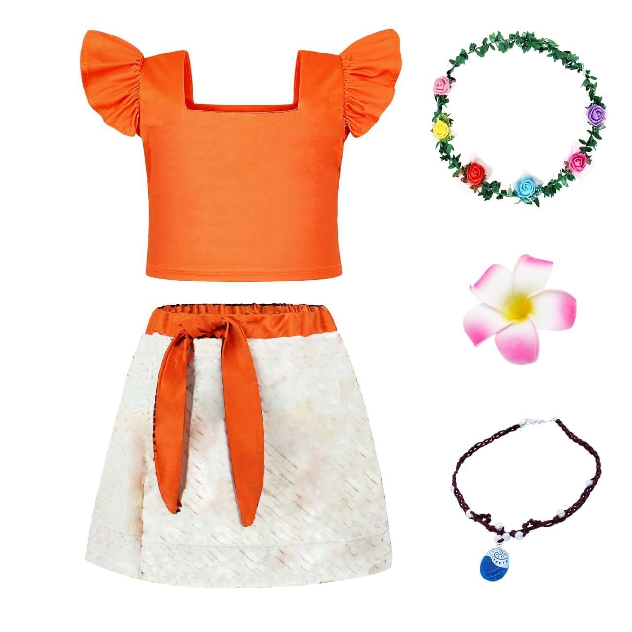 AmzBarley Girls Princess Costume Dress Toddler Kids Two Pieces Halloween Role Play Party Outfits Set with Accessories