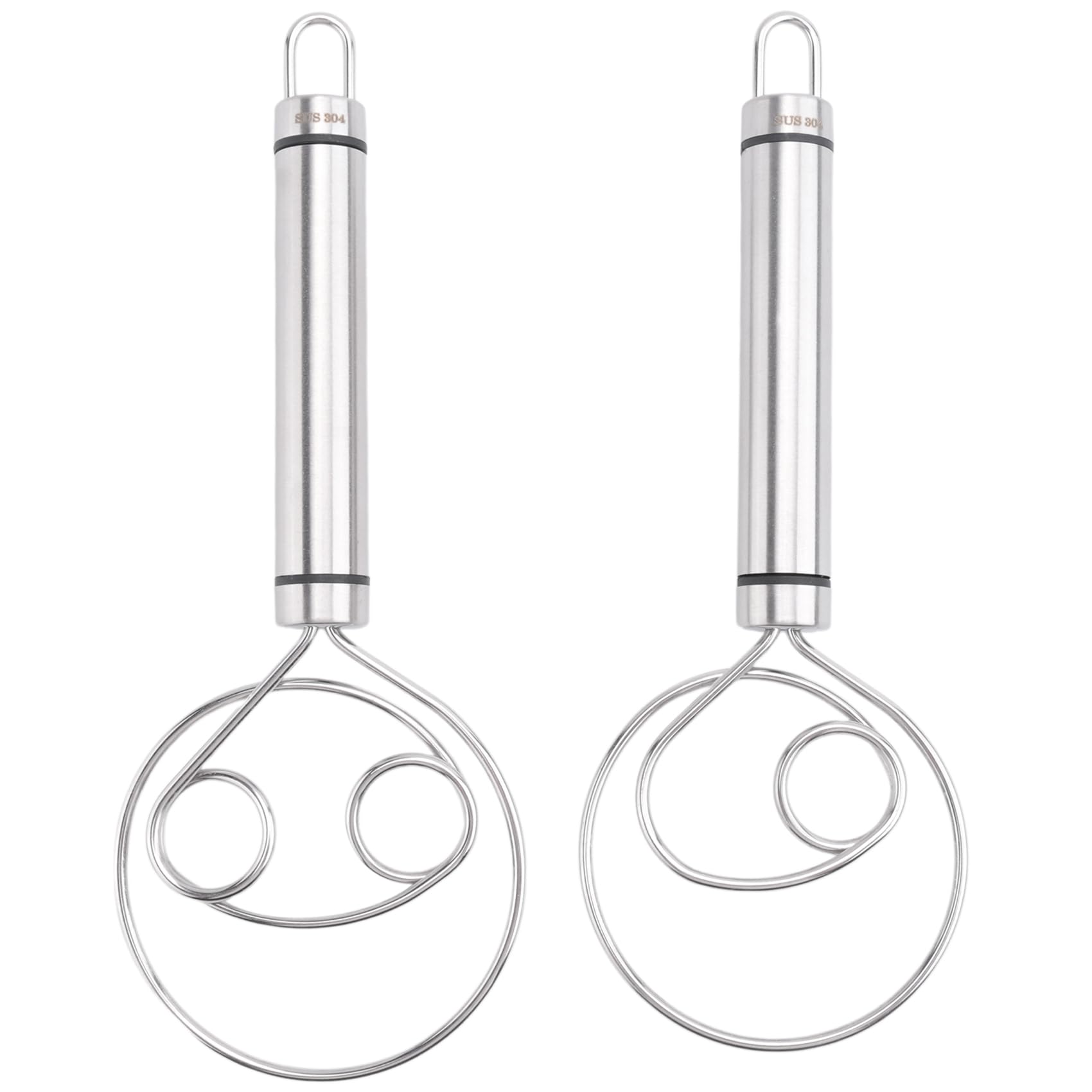 Tuesoa Danish Dough Whisk, 2 Pack Premium Stainless Steel Dutch Whisk, Large Hand Mixer Artisan Blender for Bread Pastry Pizza