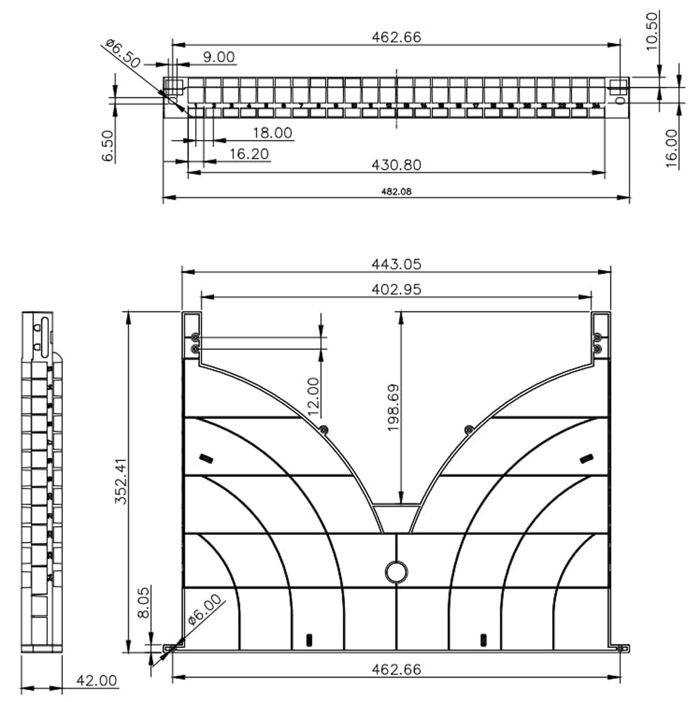 Techly Professional 367720 Mensola Gestione Cavi su Rack 19" 24 Porte P.800 mm Nero