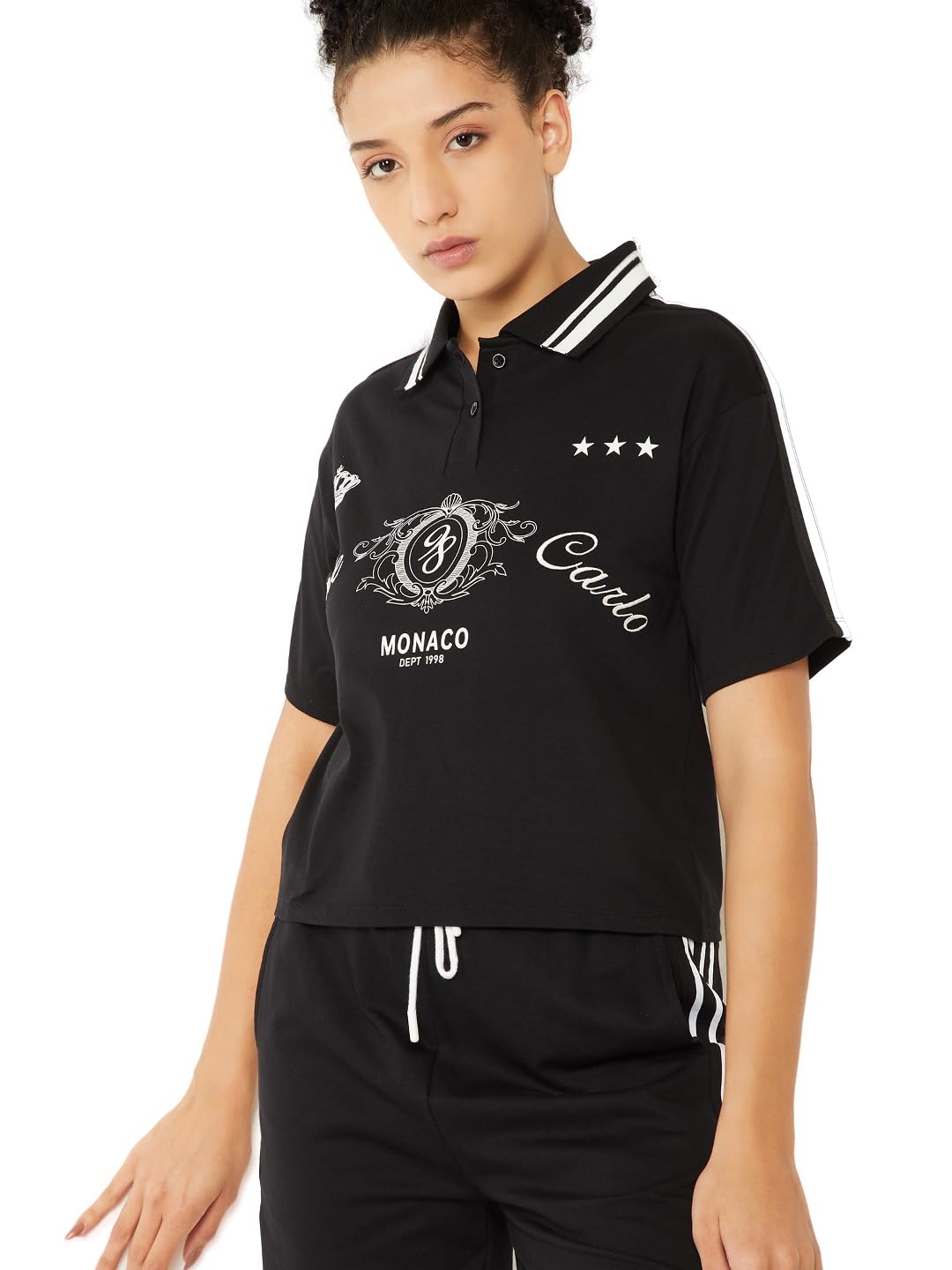 Women Athleisure Printed Polo T-Shirt-image-8