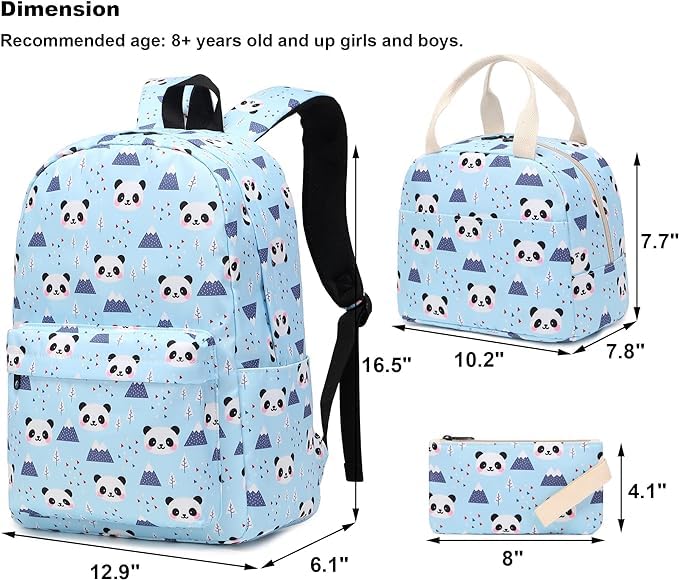 Image of 17-Inch School Backpack Set for Girls (3-in-1: Backpack + Lunch Bag + Pouch) | Padded Laptop Sleeve (Fits up to 16″) & Padded Shoulder Straps | Perfect for School, College & Travel