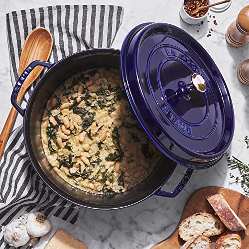 Image of Staub Cast Iron 7-qt Round Cocotte - Dark Blue, Made in France