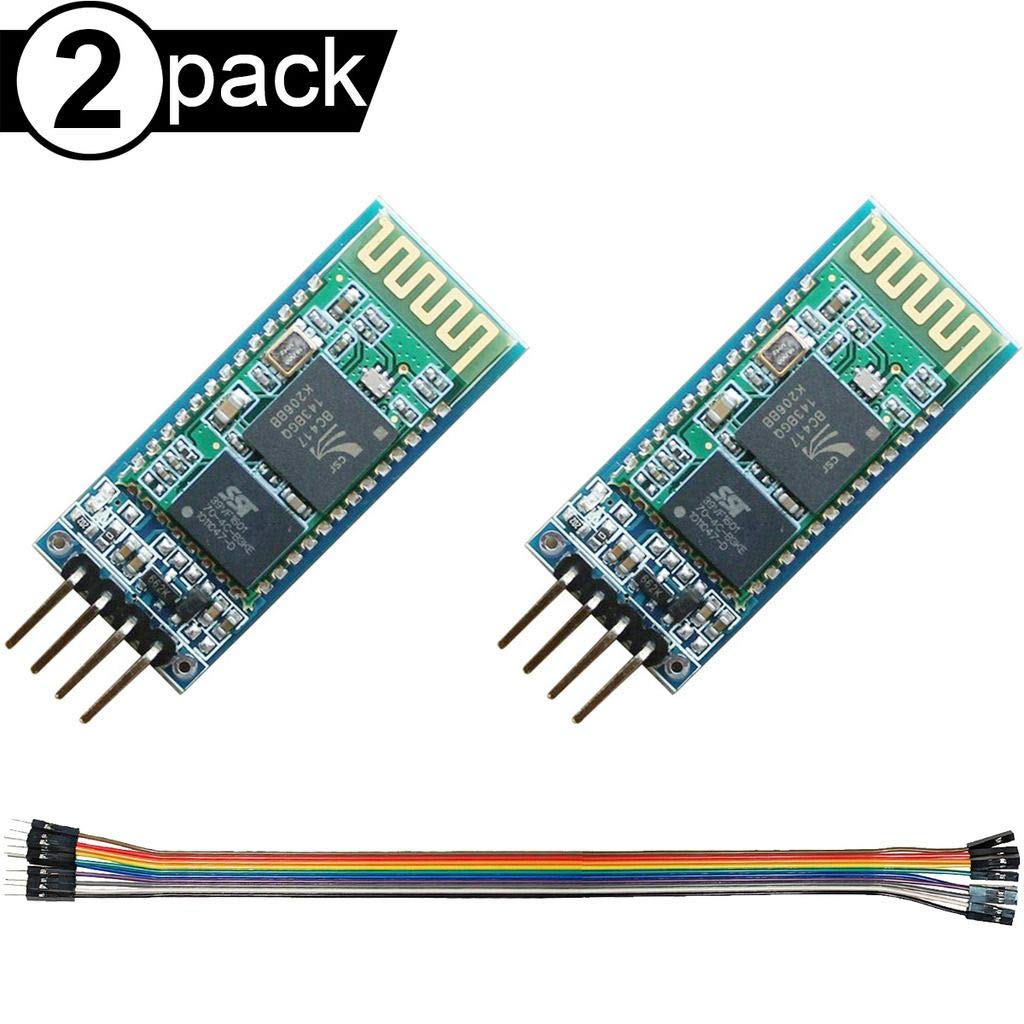 DAOKI 2Pcs HC-06 Bluetooth Module HC-06 Wireless Serial Transceiver RF Module 4Pin Baseboard Bi-Directional Serial Channel Slave Mode for Arduino with Dupont Cable