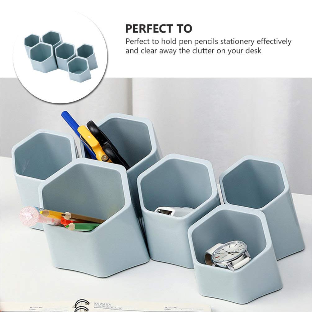 Porte-stylo Pot à crayons Fournitures de bureau Organisateur de stockage Conteneur 6pcs Blanc Étudiant Stylo Maquillage Porte-pinceau Organisateur de bureau Conteneur mural Porte-maquillage Porte-cosm