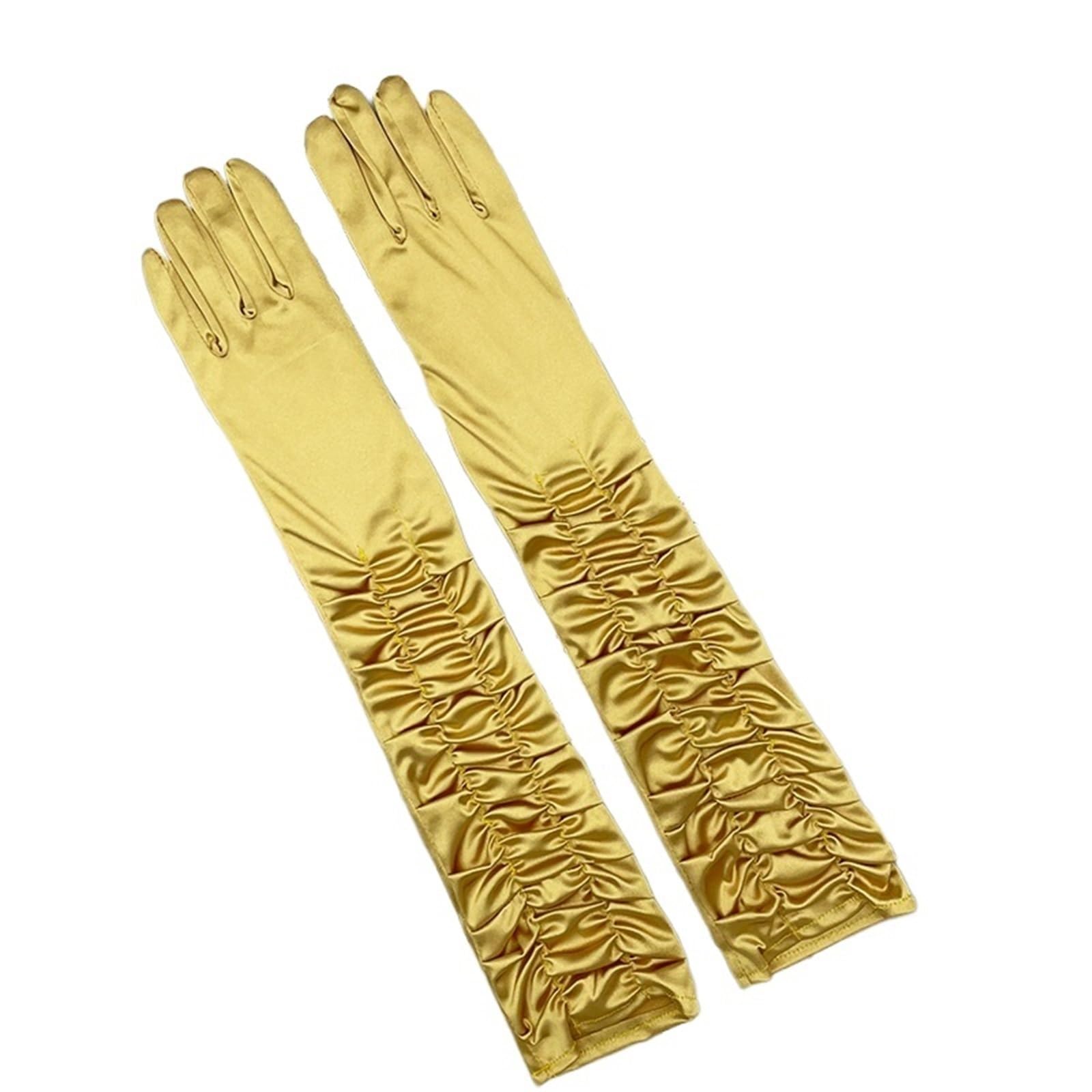 Guanti Lunghi In Raso Abito Da Sposa Donna Elegante In Raso Lungo E Sottile Con Protezione Solare, Guanto Retrò Pieghettato, Sole Guida Elastico Setoso
