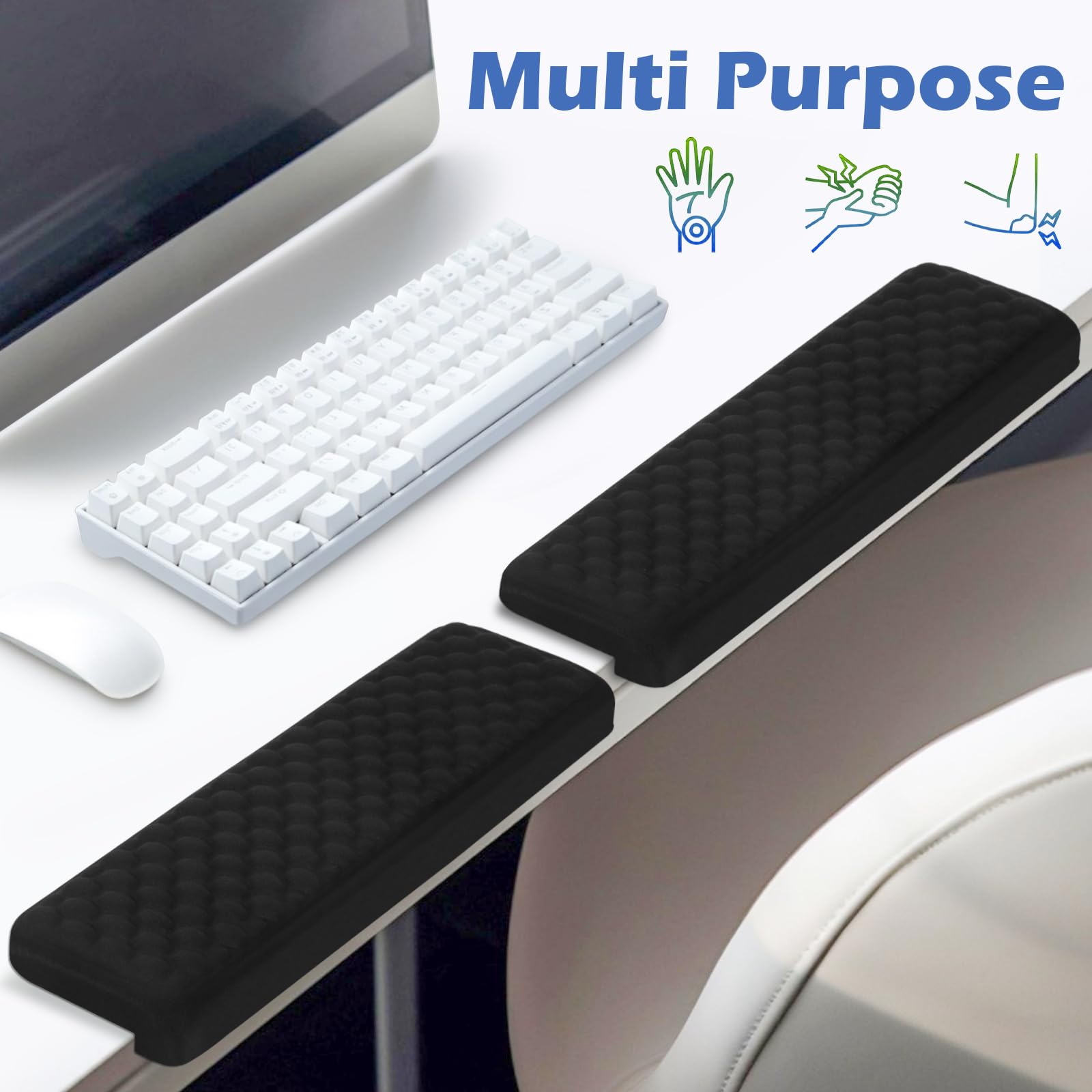 2 Pcs Repose-Poignet & Coude avec Support de Bureau en L, Matériau de Support Respirant et Amorti, Antidérapant 38cm pour le Bord de Table ou de Bureau