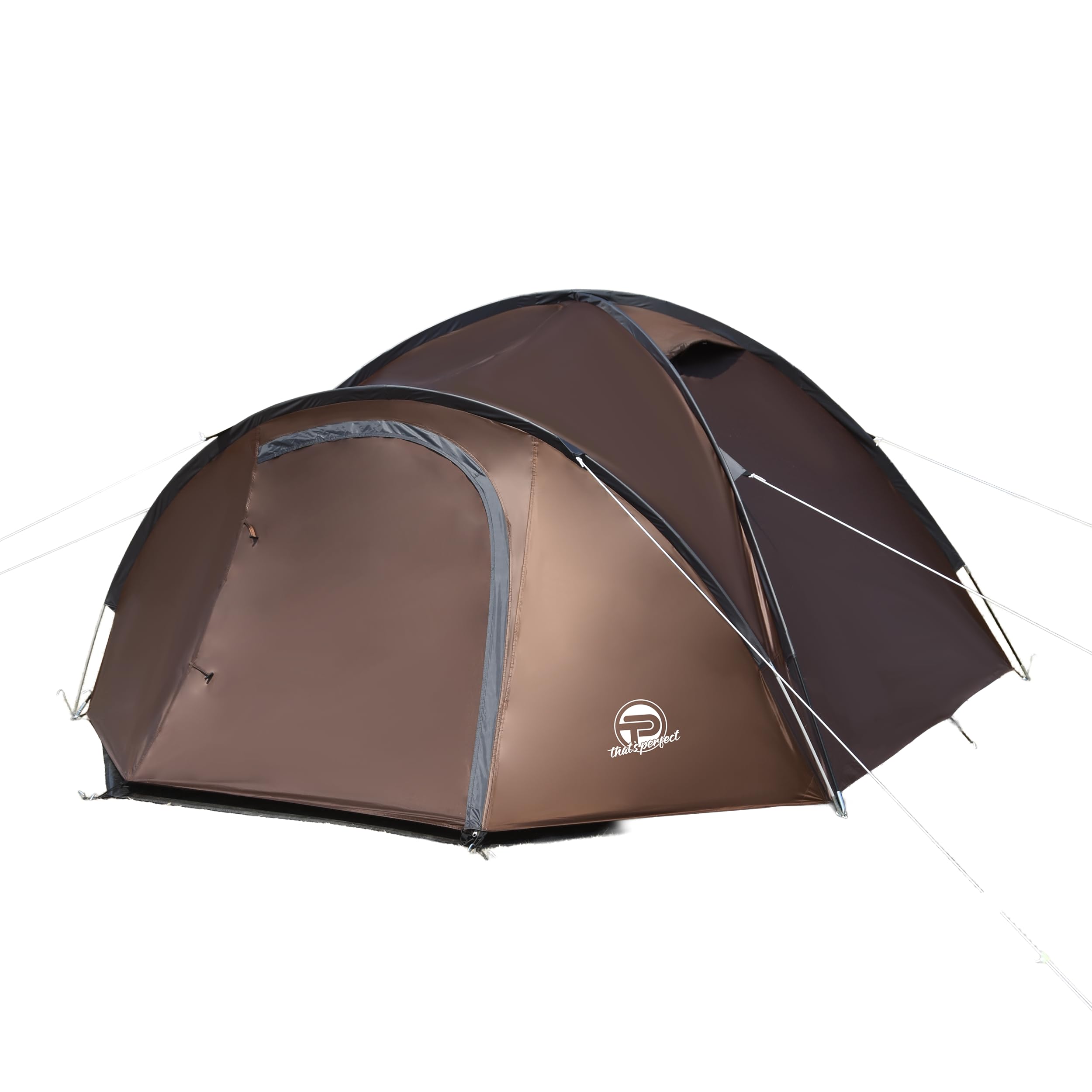 Campingzelt 3-4 Personen (doppelwandig) – leicht, stabil, wasserdicht | verdunkelter Innenraum, Moskitonetz, Fluoreszierende Abspannleine, verstärkte Heringe, Vorraum mit Bodenplane inkl. Tragetasche