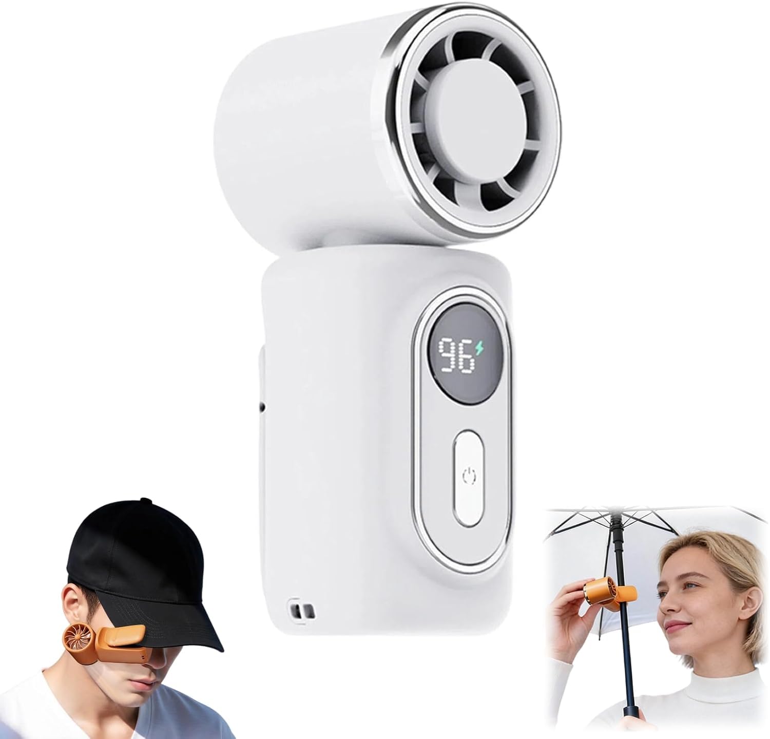 Ventilador portátil de mano para refrescarte en tus viajes al aire libre con clip de cintura