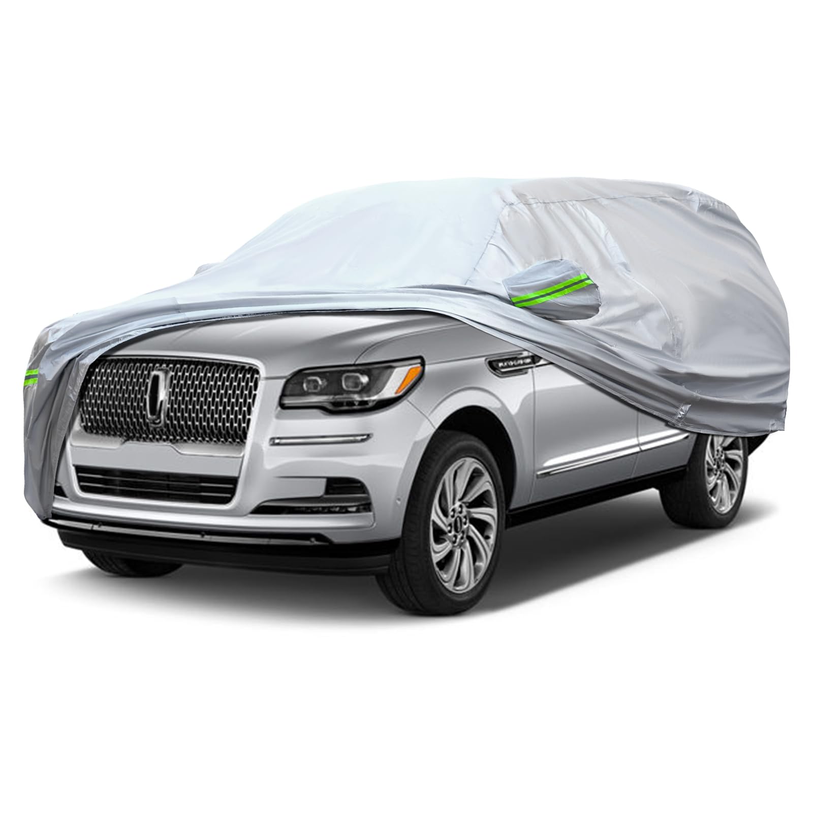 Photo 1 of QUYDDC Full Car Cover Universal 6 Layers Outdoor Thicked All Weather Cover, Sunshield, Waterproof, Snow Proof, UV Proof, Scratch Proof, Bird Droppings, 6 Reflective Strips, Fits SUVs up 214"-236"