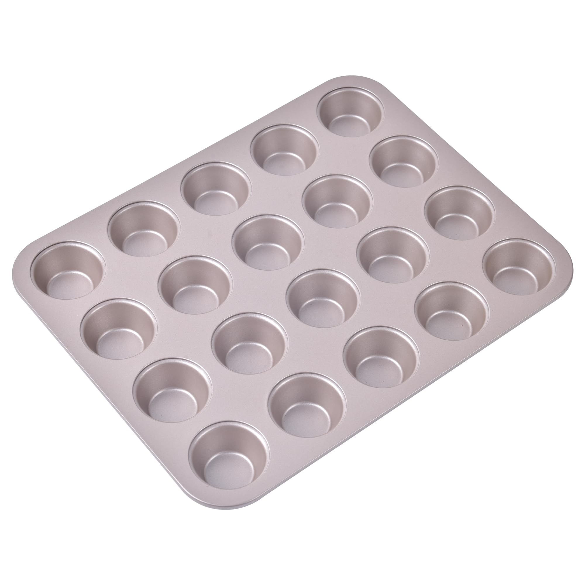 Mini molde para magdalenas, 20 cavidades antiadherente, mini molde para hornear cupcakes para horno (oro champán)