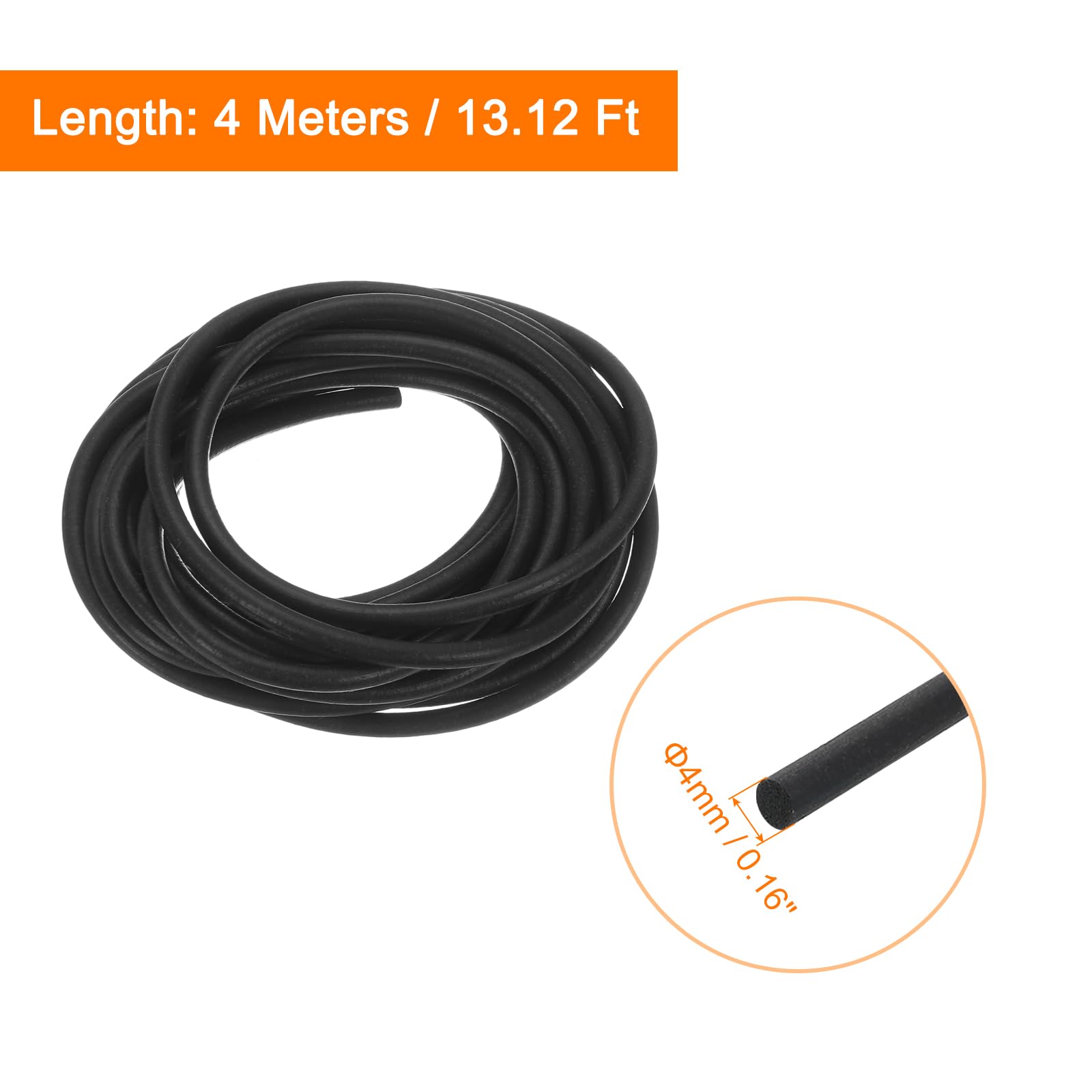 Cordon D'étanchéité QUARKZMAN En Mousse Silicone - 4 Mètres X 4 Mm - Noir - Résiste à -40°C à +180°C - Multi-usage