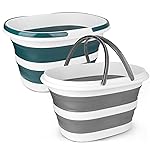 Collapsible Mop Bucket with Handle for Cleaning, 16L(4.2 Gallon) Silicone Square Mopping Bucket for Windows Cleaning or Car Washing, Cleaning Supplies Organizer Plastic Bucket for Storage, 2 Pack