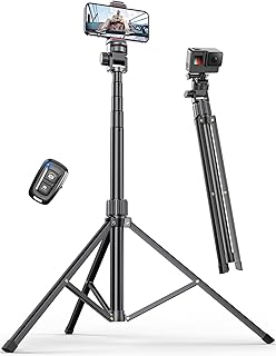 Pnitri 71'' Phone Tripod Stand, Extendable Reinforced Aluminum Phone Stand with Wireless Remote, Stable Cellphone Tripod Compatible with iPhone 14/13/12 Galaxy S23/S22 Huawei.