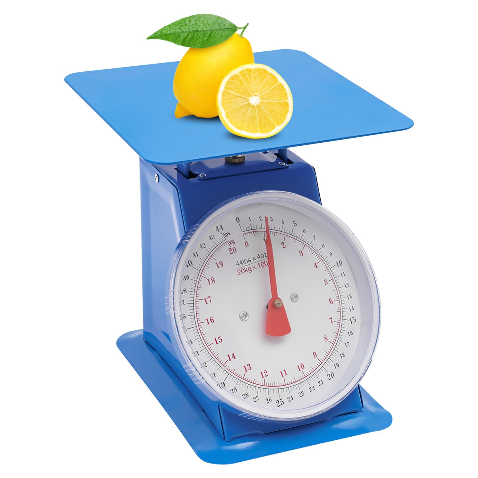 PDTHADP Tabletop Industrial Dial Scale 44 Lbs High Accuracy Mechanical Dial Scale 9.84 x 9.84in Heavy Duty Portion-Control Mechanical Scales for Home Kitchens Small Shops Food Markets