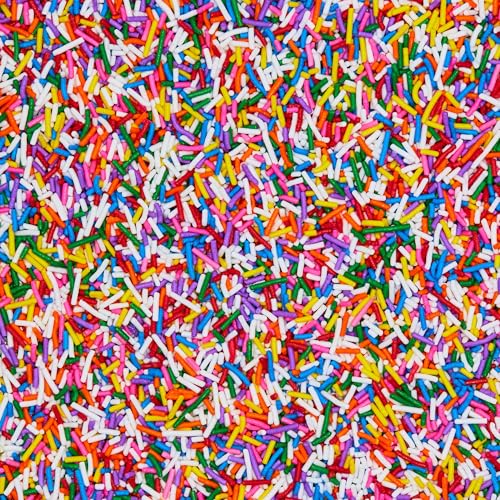 Image of Fancy Sprinkles Classic Rainbow Crunchy Jimmies | Rainbow Sprinkles for Cake, Cupcake & Cookie Decorating | Funfetti & Ice Cream Topping | Birthday & Everyday | 1 Pack (0.5c)