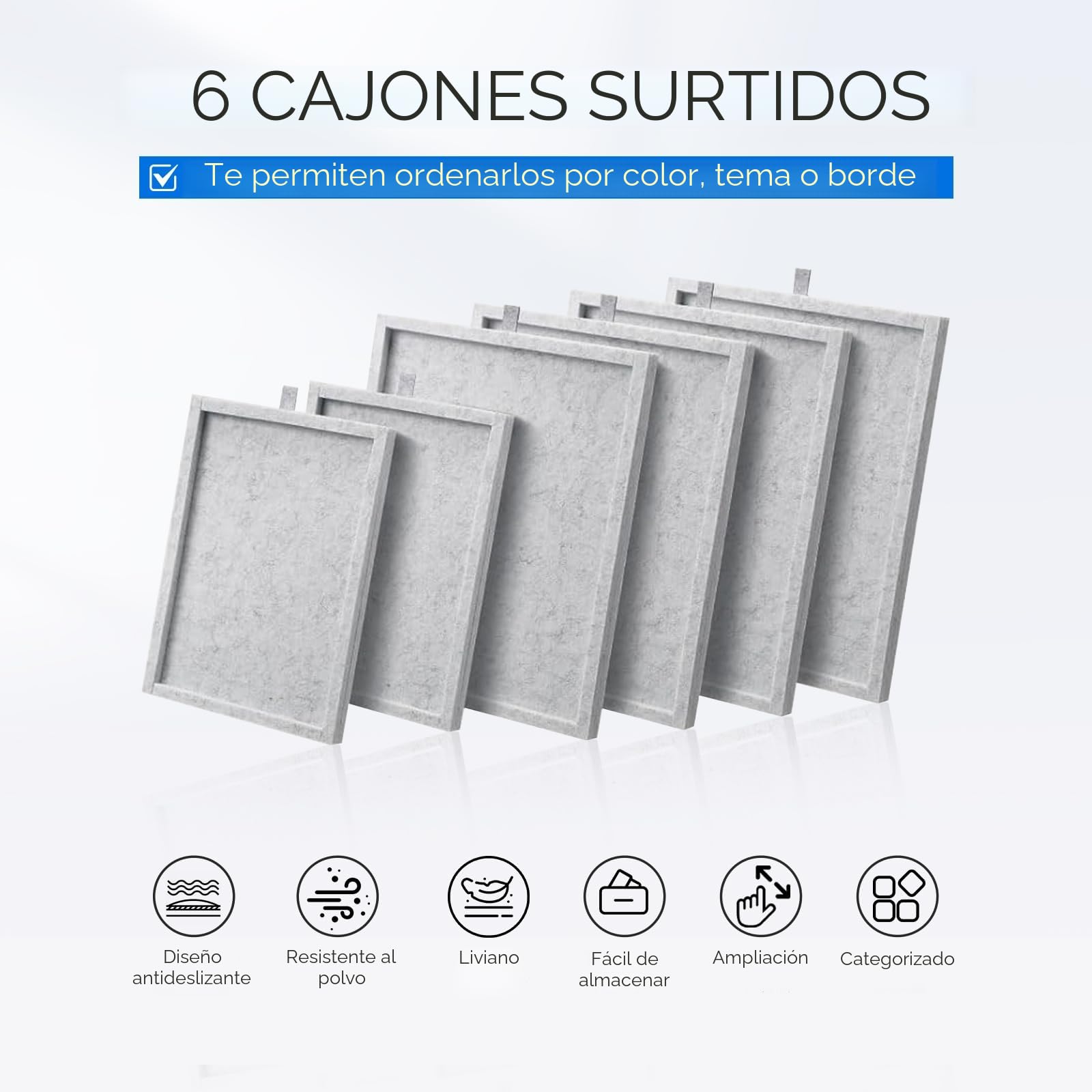 1000 Piezas Mesa de Rompecabezas con 6 Cajones, Mesa de Puzle Portátil, Puzzle Board de Fieltro Ligero, Rompecabezas de Caballete para Niños y Adultos (Gris)