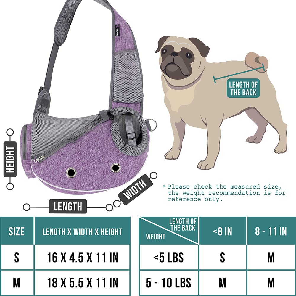 PetAmi Transportador para perros pequeños, bolso bandolera para cachorros, bolsas para perros para viajar, bolsa de transporte para llevar gatos medianos, bandolera ajustable para mascotas,