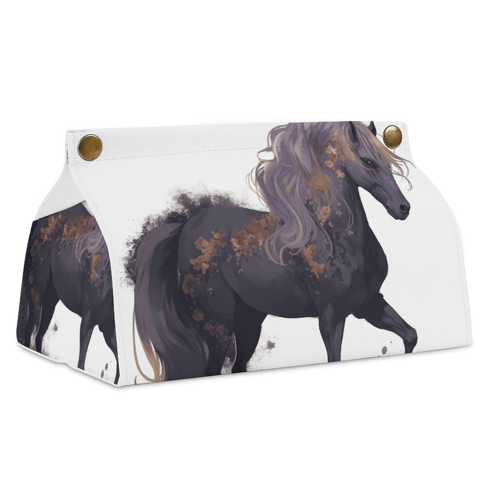 Boîte à mouchoirs en cuir imprimé cheval violet lavable et résistante