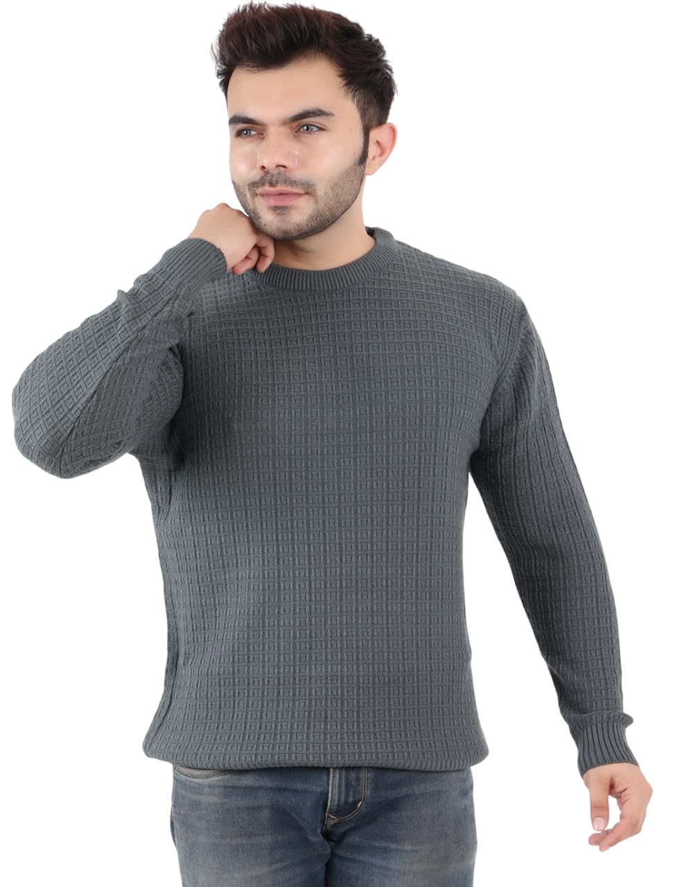 goldiamond Round Neck, Full Sleeve, Fashionable & Trendy Premium Daffodil Wool, Winter Wear in Solid Colors Woolen Sweater for Men (Control Temperature up to 12°C)-picture-1