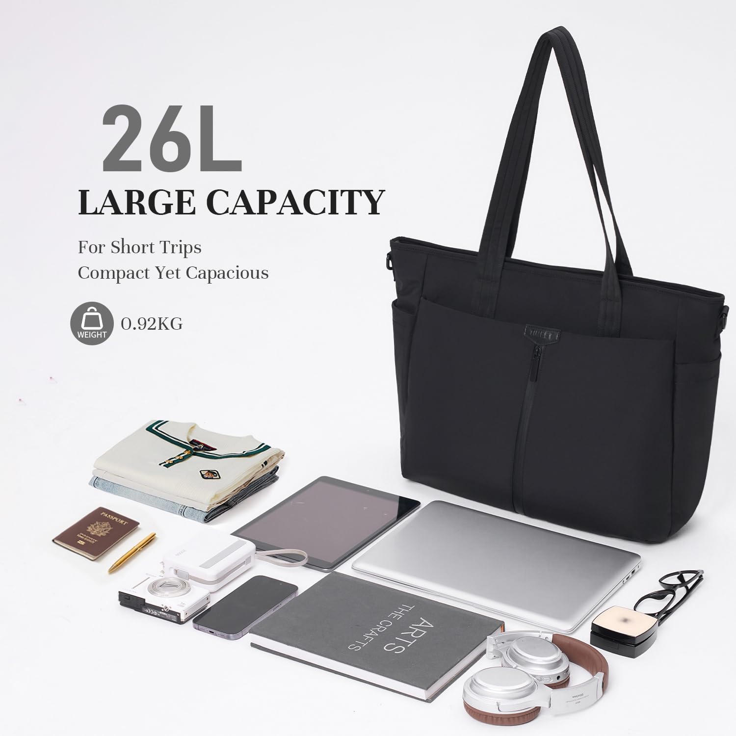 Timeet Arbeitstasche Damen Herren mit Laptopfach, Tote Bag mit Reißverschluss, Uni Tasche Lehrertasche Damen Herren mit Abnehmbarem Schultergurt für Schule, Büro, Geschäftsreise und Freizeit Braun