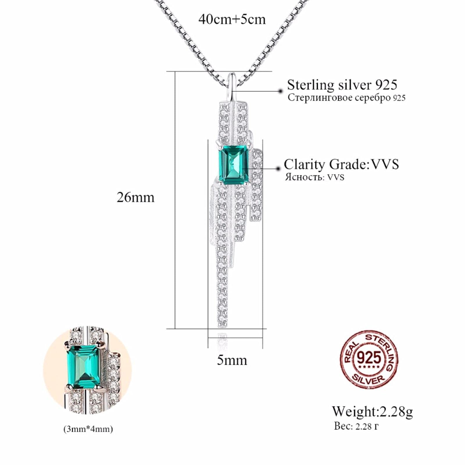 Collana a Catena con ciondoli e ciondoli romantici da Donna, Pietra Blu-Verde Smeraldo con Piccoli Cristalli CZ Attorno all'argento S925