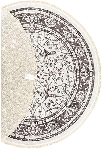 Miniatura 5 de Alfombra de área de 5 x 5 pies, ultrafina, oriental, color rojo crema, antideslizante, lavable a máquina, alfombra redonda de 5 pies