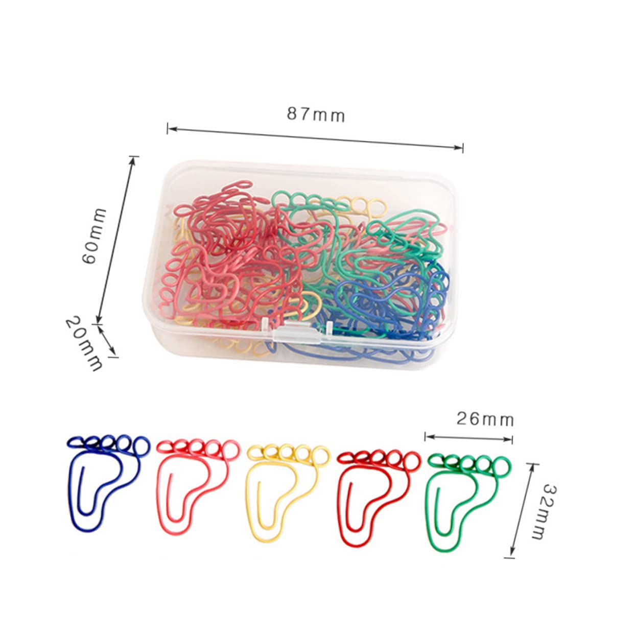 300pezzi Fermagli Per Carta Forma Di Piedino Accessori Per Ufficio Divertenti e Decorativi Clip Metalliche Per Organizzazione Documenti e Memo Misura Leggera e Pratica Per Casa e