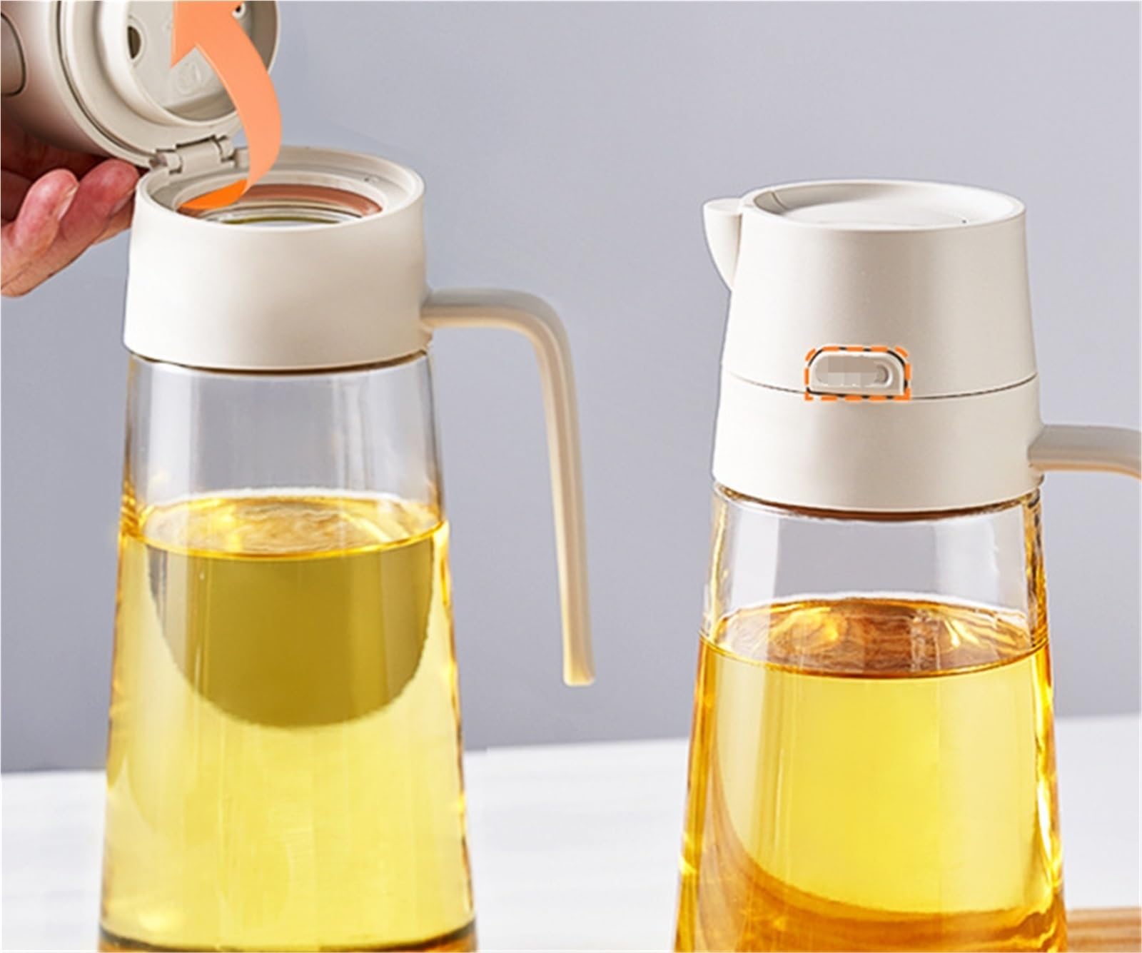 Dispenser Olio d'Oliva e Aceto Pentola For Olio In Vetro Con Apertura E Chiusura Automatica For Uso Domestico Senza Olio For Friggere E Grigliare Oliera da Tavola(Pink,650ml)