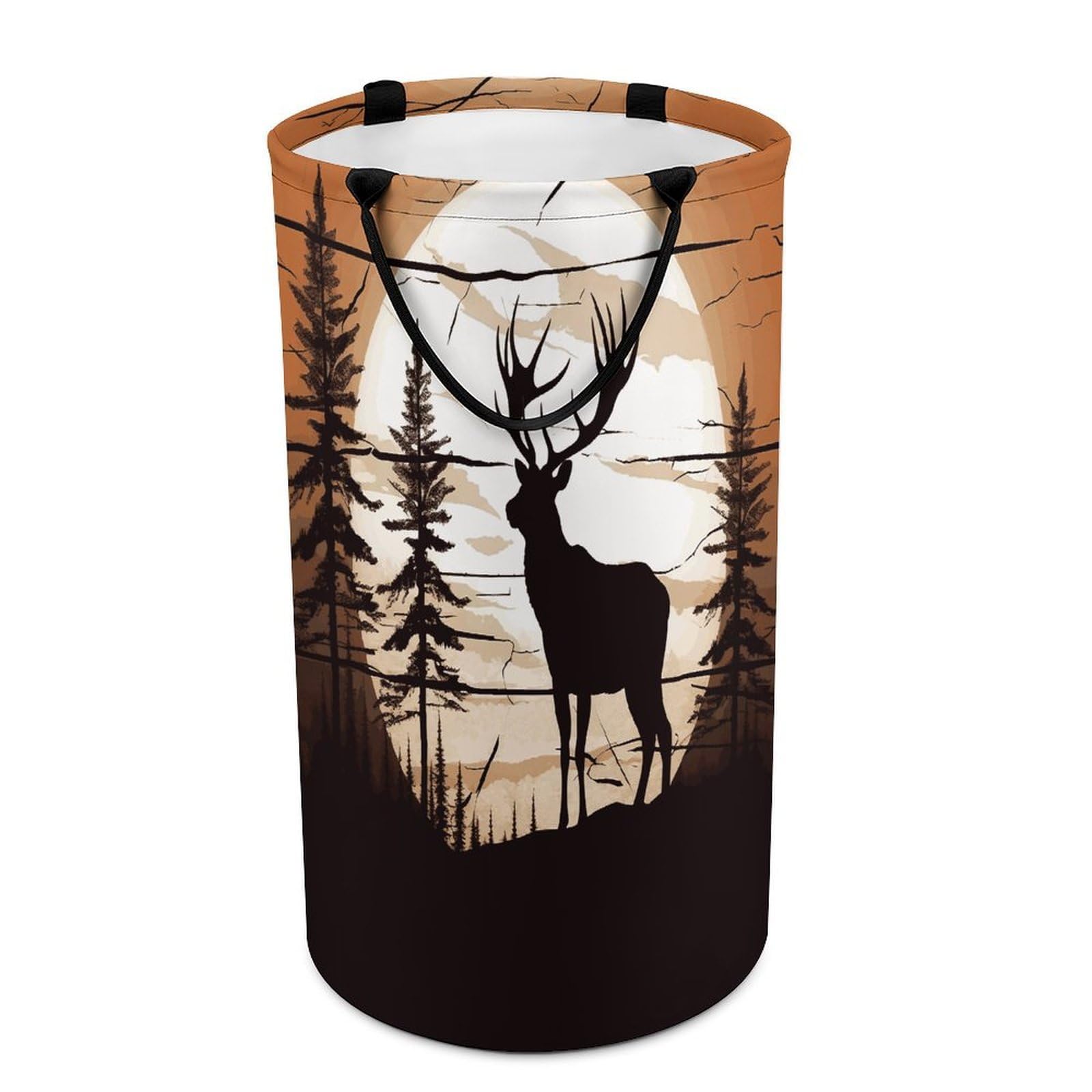 Wild Elk Silhouette Laundry Hamper Portable Dirty Clothes Basket with Handles Foldable Laundry Basket Waterproof Large Clothes Hamper for Bedroom Bathroom Laundry Room